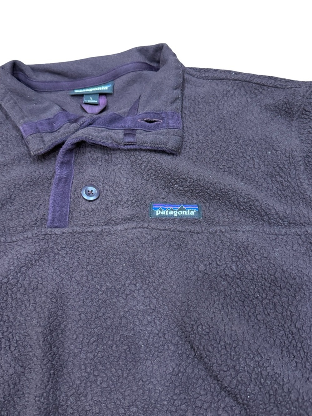 🌿Patagonia Shearling Button Fleece Pullover Size L Maroon Henley Outdoor Sherpa - Picture 5 of 12